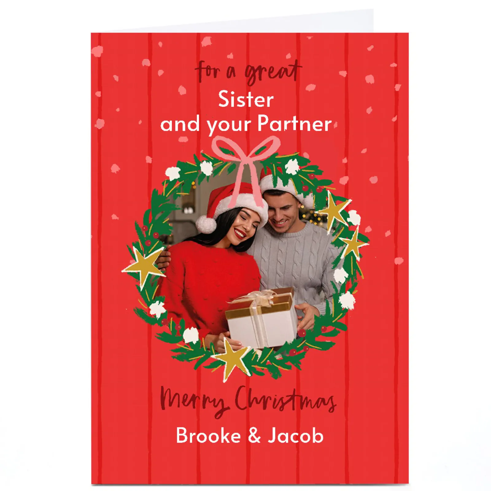 Card Factory Personalised Christmas Photo Card - Christmas Wreath