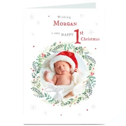 Card Factory Personalised Christmas Photo Card - Happy 1st Christmas