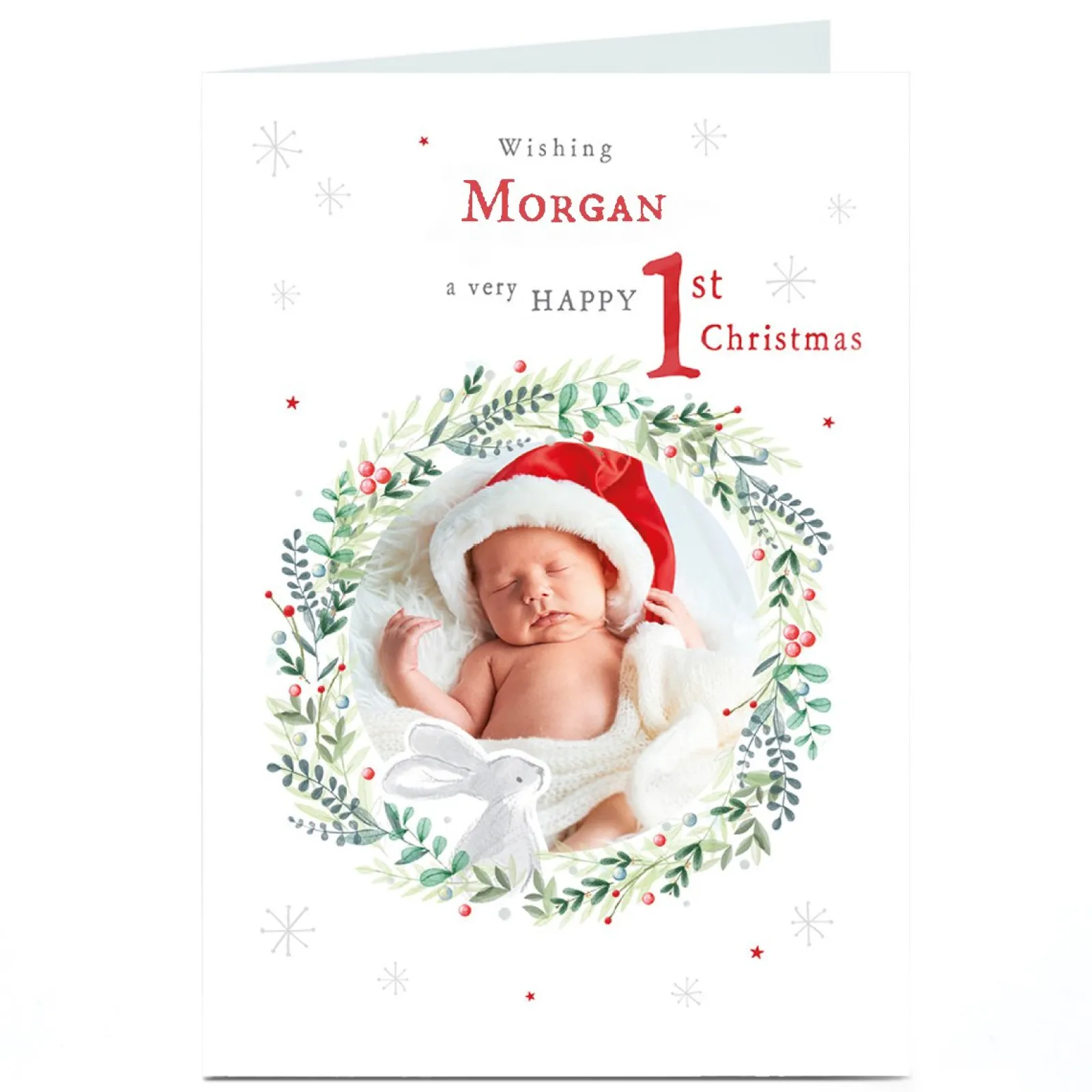 Card Factory Personalised Christmas Photo Card - Happy 1st Christmas