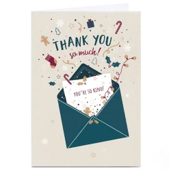 Card Factory Personalised Christmas Thank You Card - Festive Envelope