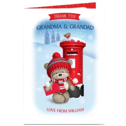 Card Factory Personalised Christmas Thank You Card - Hugs Postbox