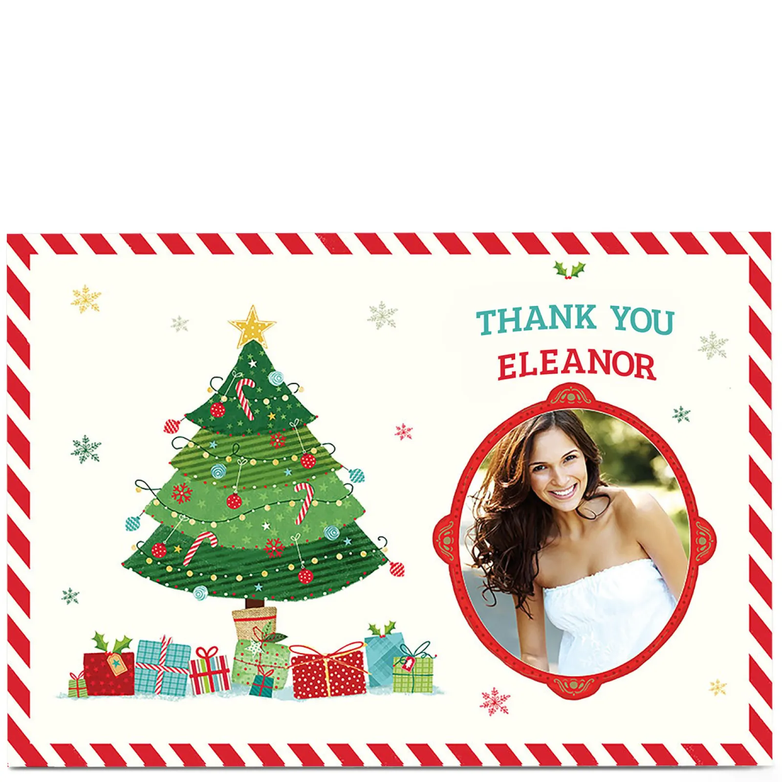 Card Factory Personalised Christmas Thank You Card - Presents Under The Tree