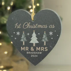 Hot Personalised Christmas Tree Slate Heart Decoration Personalised Canvas & Wall Art|Photo Prints & Wall Art