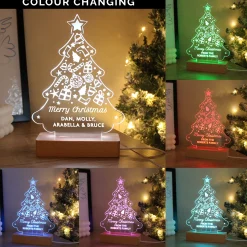 Card Factory Personalised Christmas Tree Wooden Based LED Light
