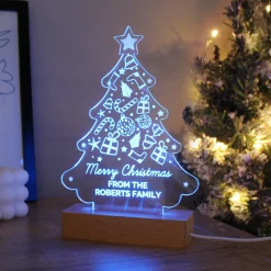 Card Factory Personalised Christmas Tree Wooden Based LED Light