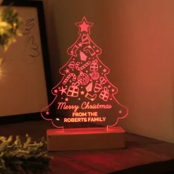 Card Factory Personalised Christmas Tree Wooden Based LED Light