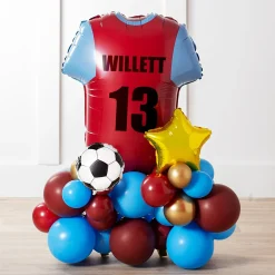Clearance Personalised Claret & Blue Football Shirt Balloon Stack - Delivered Inflated! Kids Balloons For Kids|Balloons For Him
