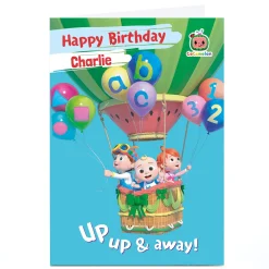 New Personalised CoComelon Birthday Card - Up Up & Away Kids Tv & Film|For Kids