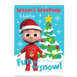 Card Factory Personalised CoComelon Christmas Card - Fun in the Snow!