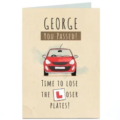 Card Factory Personalised Congratulations Card - You've Passed! Loser Plates
