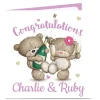 New Personalised Congratulations Card - Hugs Bear Couple Premium Square|Engagement