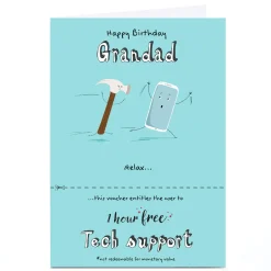 Card Factory Personalised Cory Reid Birthday Card - Tech Support, Grandad