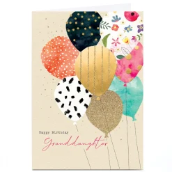 Card Factory Personalised Cory Reid Birthday Card - Colourful Balloons, Granddaughter