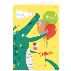 Kids Card Factory Personalised Cory Reid Birthday Card - Crocodile, Editable Age