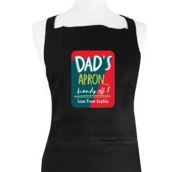 Hot Personalised Dad Hands Off Black Apron Gifts For Him