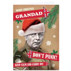Card Factory Personalised Dad's Army Christmas Card - Don't Panic!