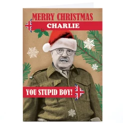 Card Factory Personalised Dad's Army Christmas Card - You Stupid Boy!
