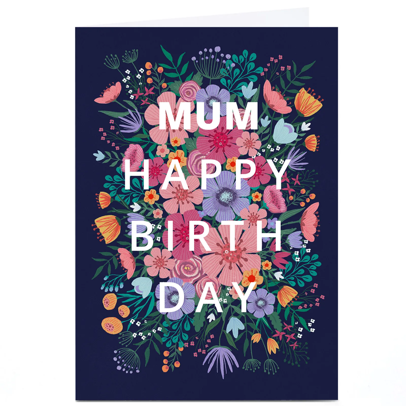 Sale Personalised Dalia Clark Birthday Card - Pink & Blue Floral For Wife|For Mum