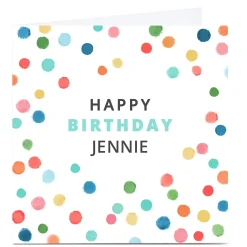 Card Factory Personalised Dalia Clark Birthday Card - Colourful Spots