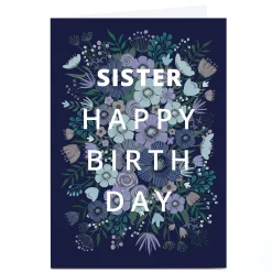 Card Factory Personalised Dalia Clark Birthday Card - Blue Floral Burst