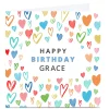 Best Personalised Dalia ClarkBirthday Card - Colourful Hearts Premium Square|Birthday