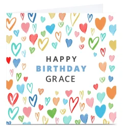 Best Personalised Dalia ClarkBirthday Card - Colourful Hearts Premium Square|Birthday