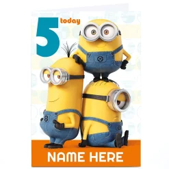 Kids Card Factory Personalised Despicable Me Card - Minion Age 5