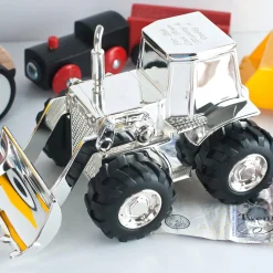 Sale Personalised Digger Silver-Plated Money Box Kids Christening Gifts|New Baby Gifts