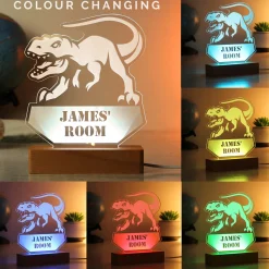 Kids Card Factory Personalised Dinosaur Wooden Based LED Light