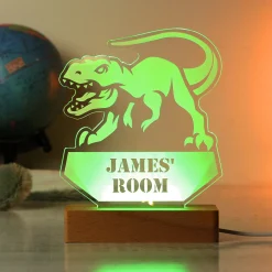 Kids Card Factory Personalised Dinosaur Wooden Based LED Light
