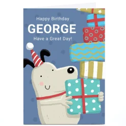 Hot Personalised Dumpling Green Birthday Card - Dog & Gifts Kids For Son|For Nephew