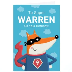 Kids Card Factory Personalised Dumpling Green Birthday Card - Super Fox