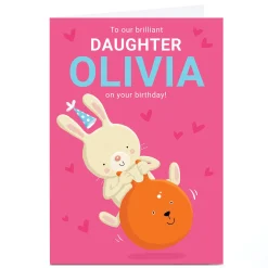 Kids Card Factory Personalised Dumpling Green Birthday Card - Bunny Hopper