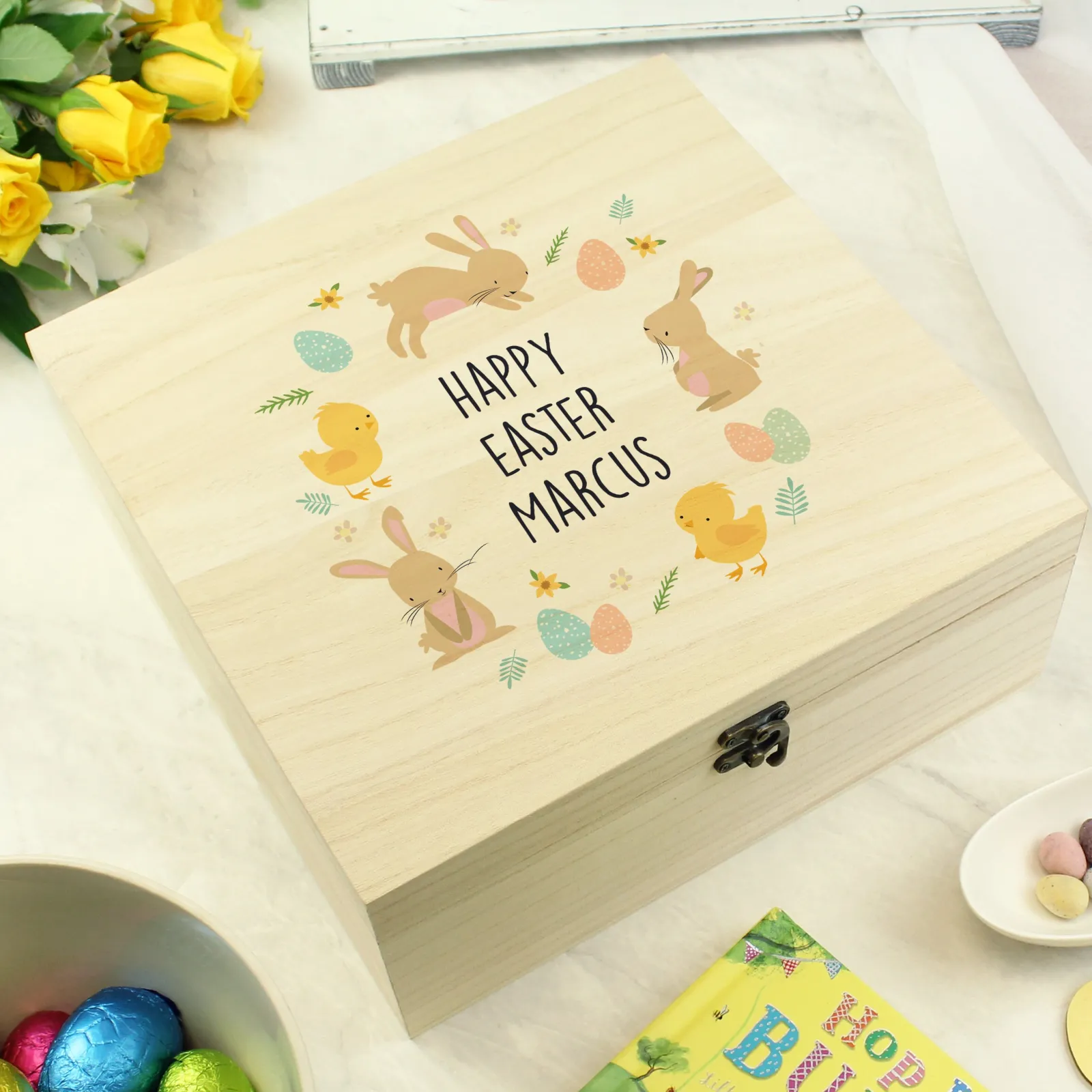 Kids Card Factory Personalised Easter Bunny Wooden Treat Box