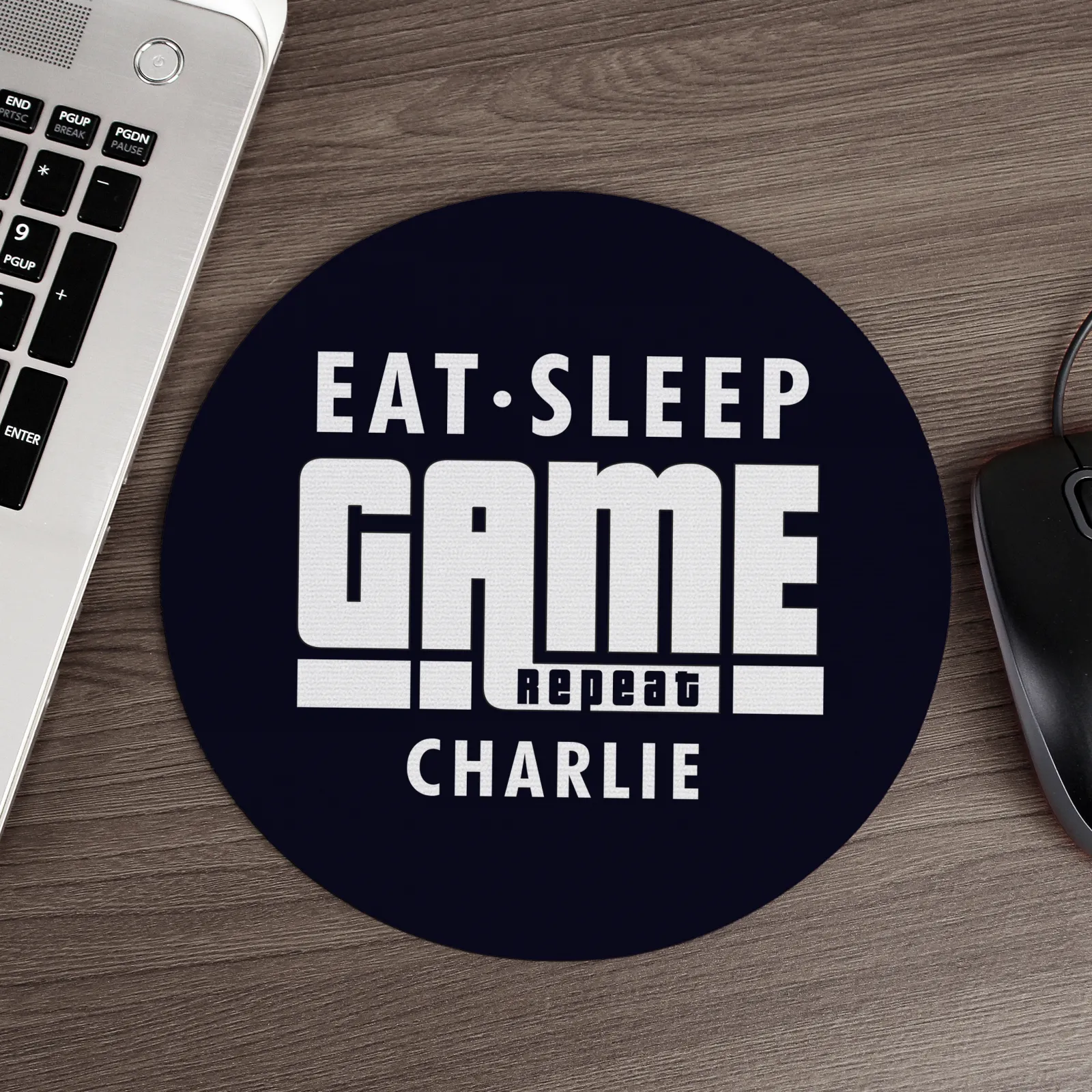 Kids Card Factory Personalised Eat Sleep Game Repeat Mouse Mat