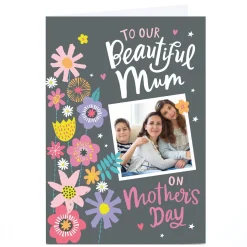 Clearance Personalised Ebony Newton Mother's Day Card - Beautiful Mum Floral Photo