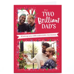 Card Factory Personalised Ebony Newton Christmas Card - For Two Brillant Dads