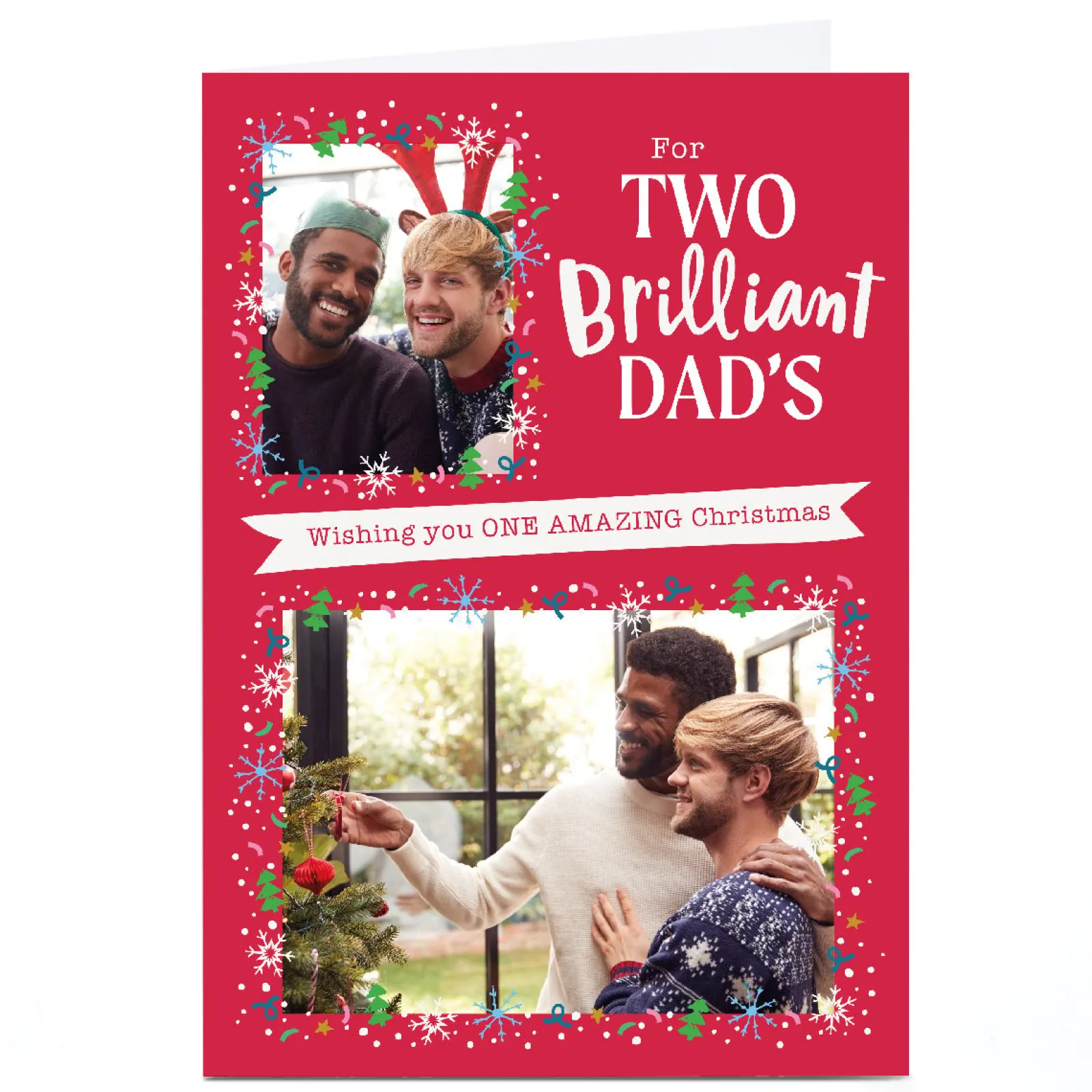 Card Factory Personalised Ebony Newton Christmas Card - For Two Brillant Dads