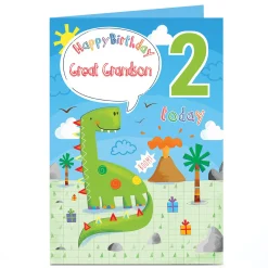Sale Personalised Editable Age Birthday Card - Green Dinosaur [Any recipient] Kids Editable Age|For Kids