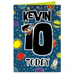 Kids Card Factory Personalised Editable Age Birthday Card - Stars and Planets