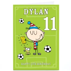 Sale Personalised Editable Age Birthday Card - Football Fan, Any Name Kids For Son|For Nephew