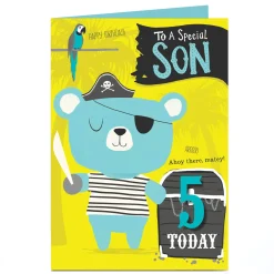 Clearance Personalised Editable Age Son Birthday Card - Pirate Bear Son Kids For Son|Son