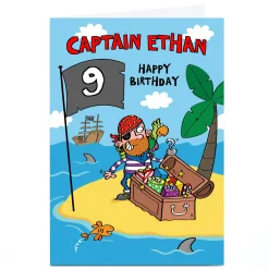 Kids Card Factory Personalised Editable Age Birthday Card - Pirate's Treasure