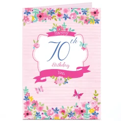 Clearance Personalised Editable Age Birthday Card - Floral Nan 70Th Birthday|Special Age