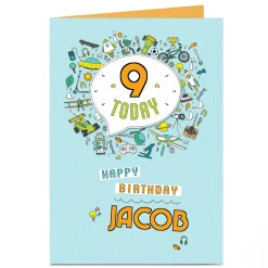 Outlet Personalised Editable Age Birthday Card - Robots & Rockets Kids For Son|For Nephew