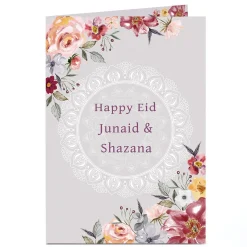Sale Personalised Eid Card - To Both, Floral Eid