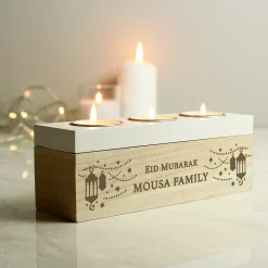 Best Personalised Eid Triple Tea Light Box Personalised Jewellery And Keepsakes|Jewellery & Keepsakes