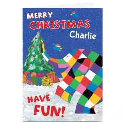 Discount Personalised Elmer The Elephant Christmas Card - Have Fun Tv & Film|Christmas