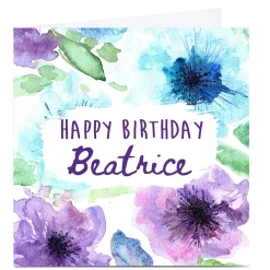 Card Factory Personalised Emma Isaacs Birthday Card - Watercolour Blue