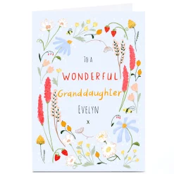 New Personalised Emma Valenghi Birthday Card - Blue Floral, Granddaughter For Granddaughter|Granddaughter
